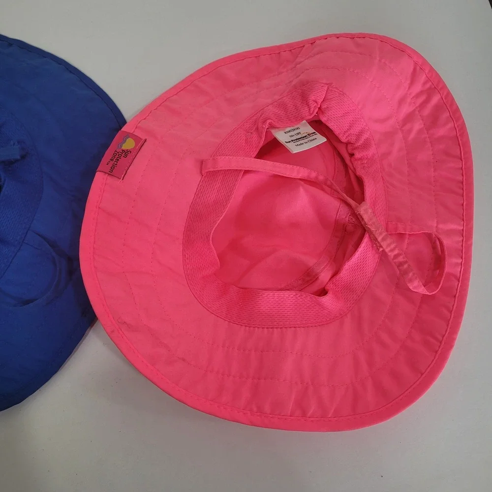 Sun Protection Zone Child Safari Hat Bundle Blue Shark Pink Floral UPF 50+ 50-54